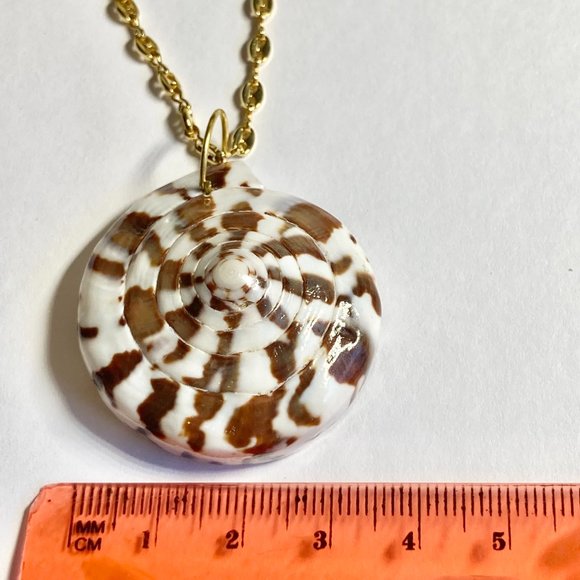 Natural Shell Shiva Nautilus Pendant Necklace Mermaid Statement Gold Plated 18" - Picture 9 of 9